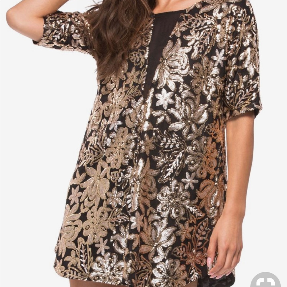 Lovers + Friends gold sequin mini dress